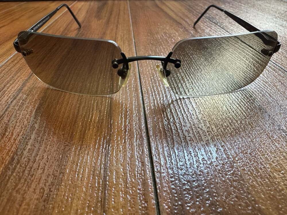 Emporio Armani Rimless Sunglasses Gradient Rectangular Made In Italy